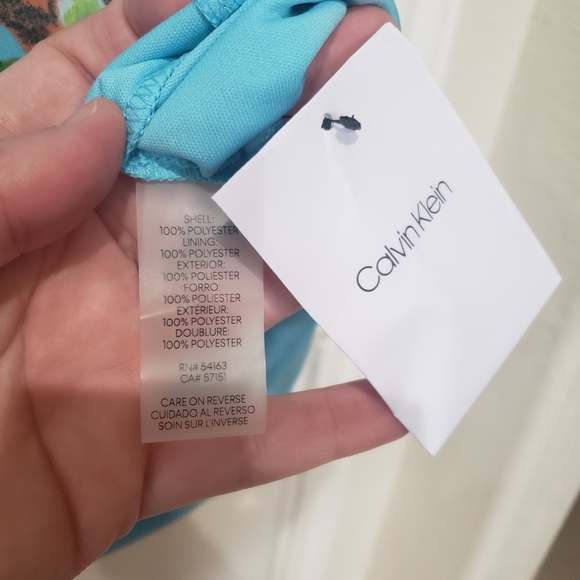 NWT Calvin Klein sleeveless shift keyhole back floral chiffon overlay - Picture 7 of 8